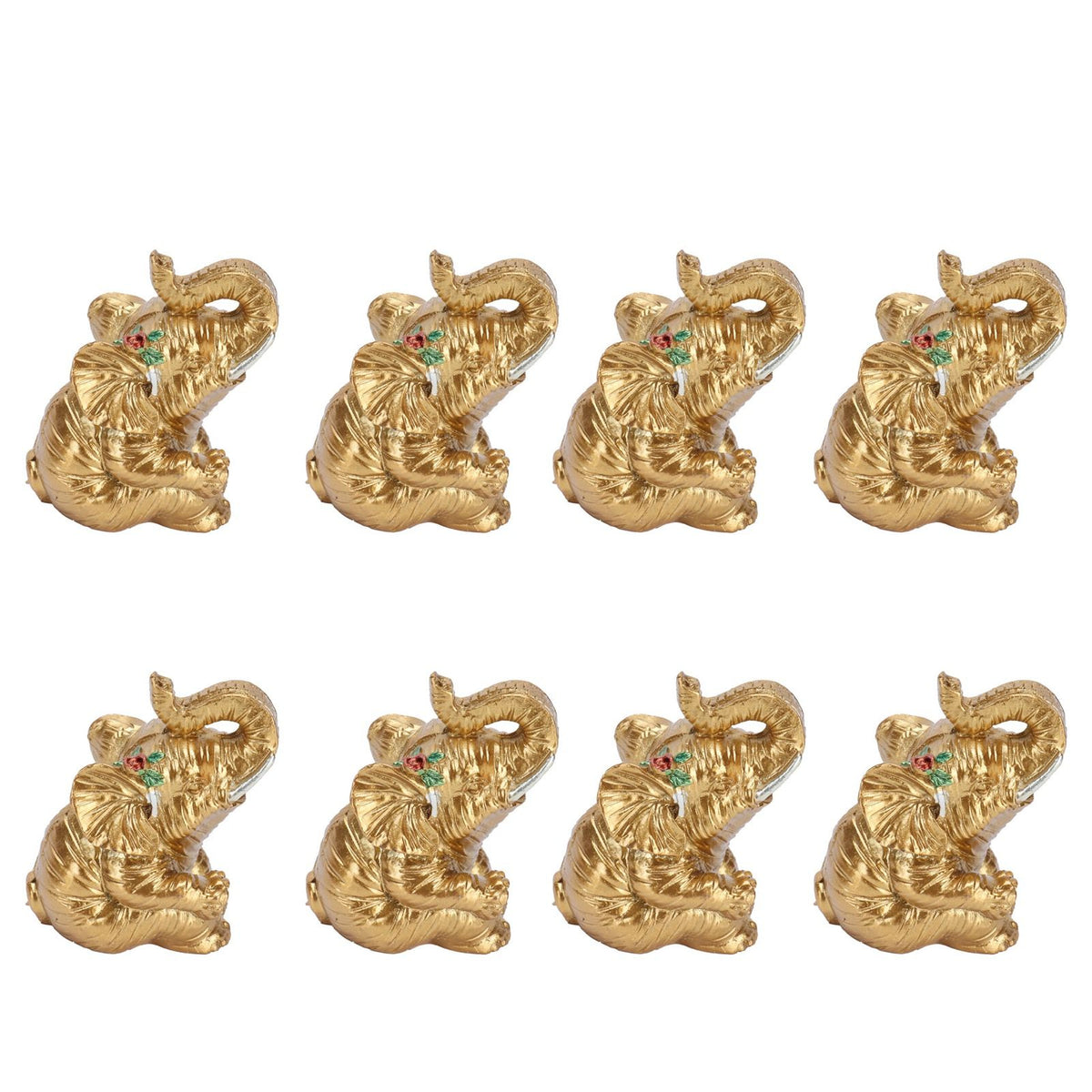 8Pcs Resin Elephant Statue Decor Innovative Home Table Decoration Ornament Birthday Gift Gold