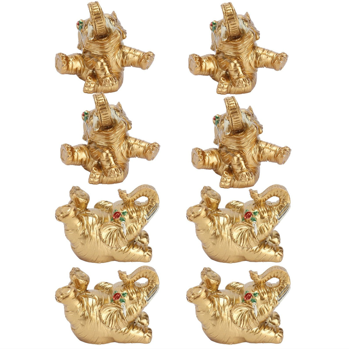 8Pcs Resin Elephant Statue Decor Innovative Home Table Decoration Ornament Birthday Gift Gold