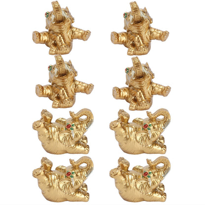 8Pcs Resin Elephant Statue Decor Innovative Home Table Decoration Ornament Birthday Gift Gold