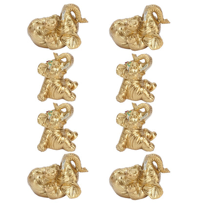 8Pcs Resin Elephant Statue Decor Innovative Home Table Decoration Ornament Birthday Gift Gold