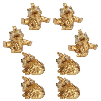 8Pcs Resin Elephant Statue Decor Innovative Home Table Decoration Ornament Birthday Gift Gold