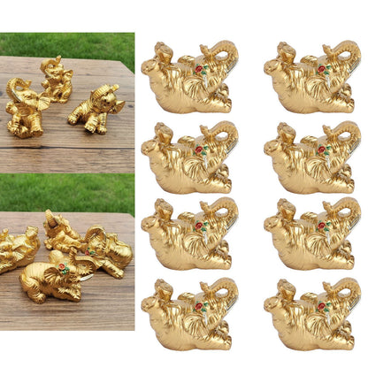 8Pcs Resin Elephant Statue Decor Innovative Home Table Decoration Ornament Birthday Gift Gold