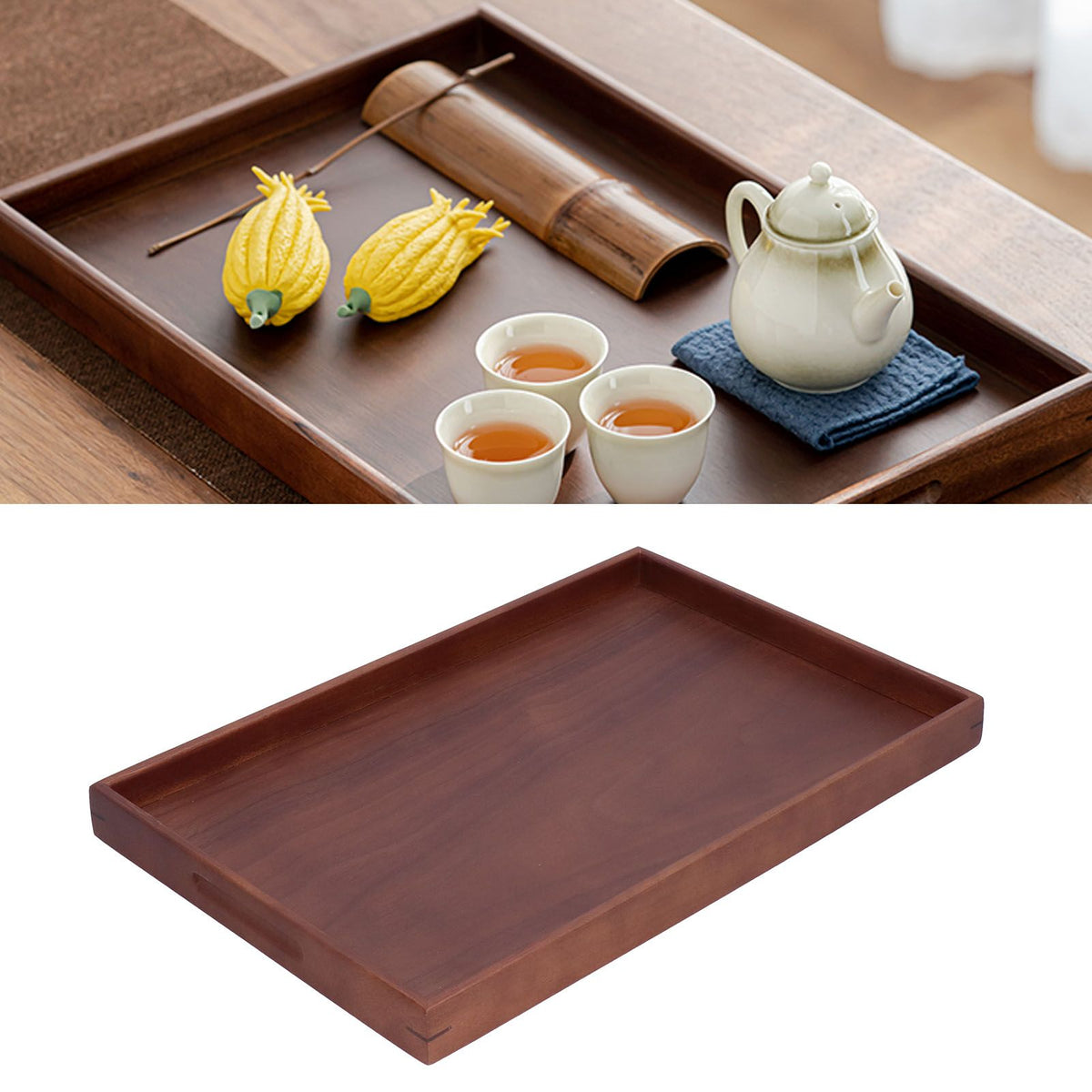 Walnut Tray Rectangular Tea Set Tea Cup Storage Plate Fruit Plate for Home Office Tea Food Fruit