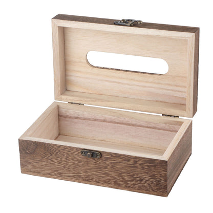 1Pc Wooden Retro Tissue Box Paper Napkin Holder Case Home Car Decor #1 22*12*10cm