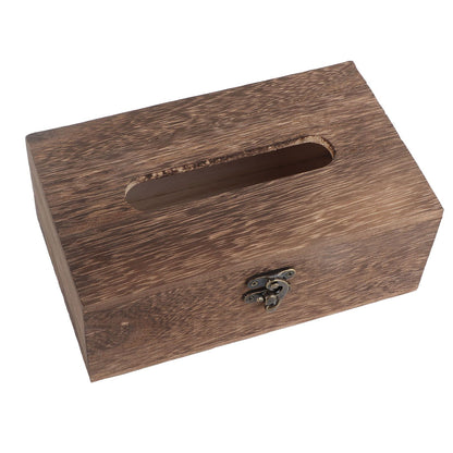 1Pc Wooden Retro Tissue Box Paper Napkin Holder Case Home Car Decor #1 22*12*10cm