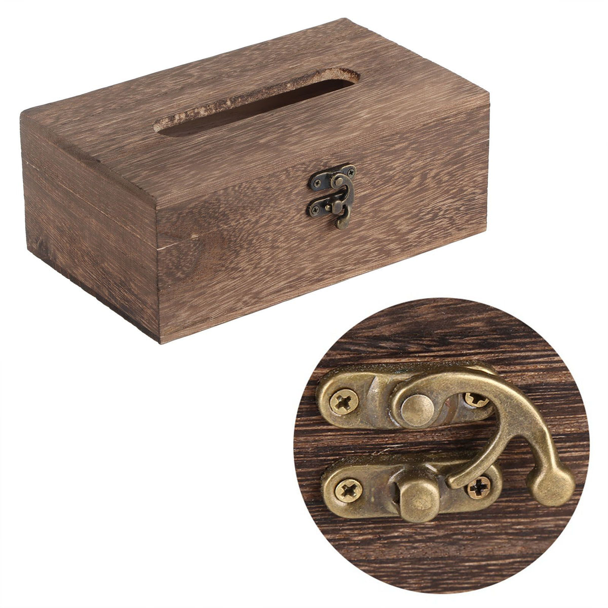 1Pc Wooden Retro Tissue Box Paper Napkin Holder Case Home Car Decor #1 22*12*10cm