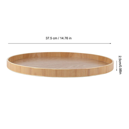 Round Shape Solid Wood Tea Coffee Snack Food Meals Serving Tray Plate Restaurant Trays Wooden