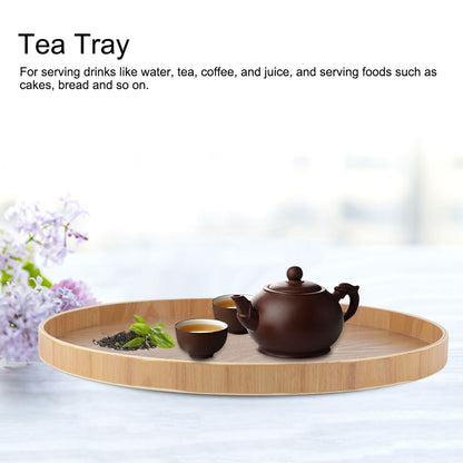 Round Shape Solid Wood Tea Coffee Snack Food Meals Serving Tray Plate Restaurant Trays Wooden