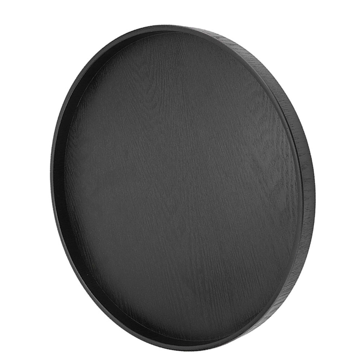 Round Shape Solid Wood Tea Coffee Snack Food Meals Serving Tray Plate Restaurant Trays Black
