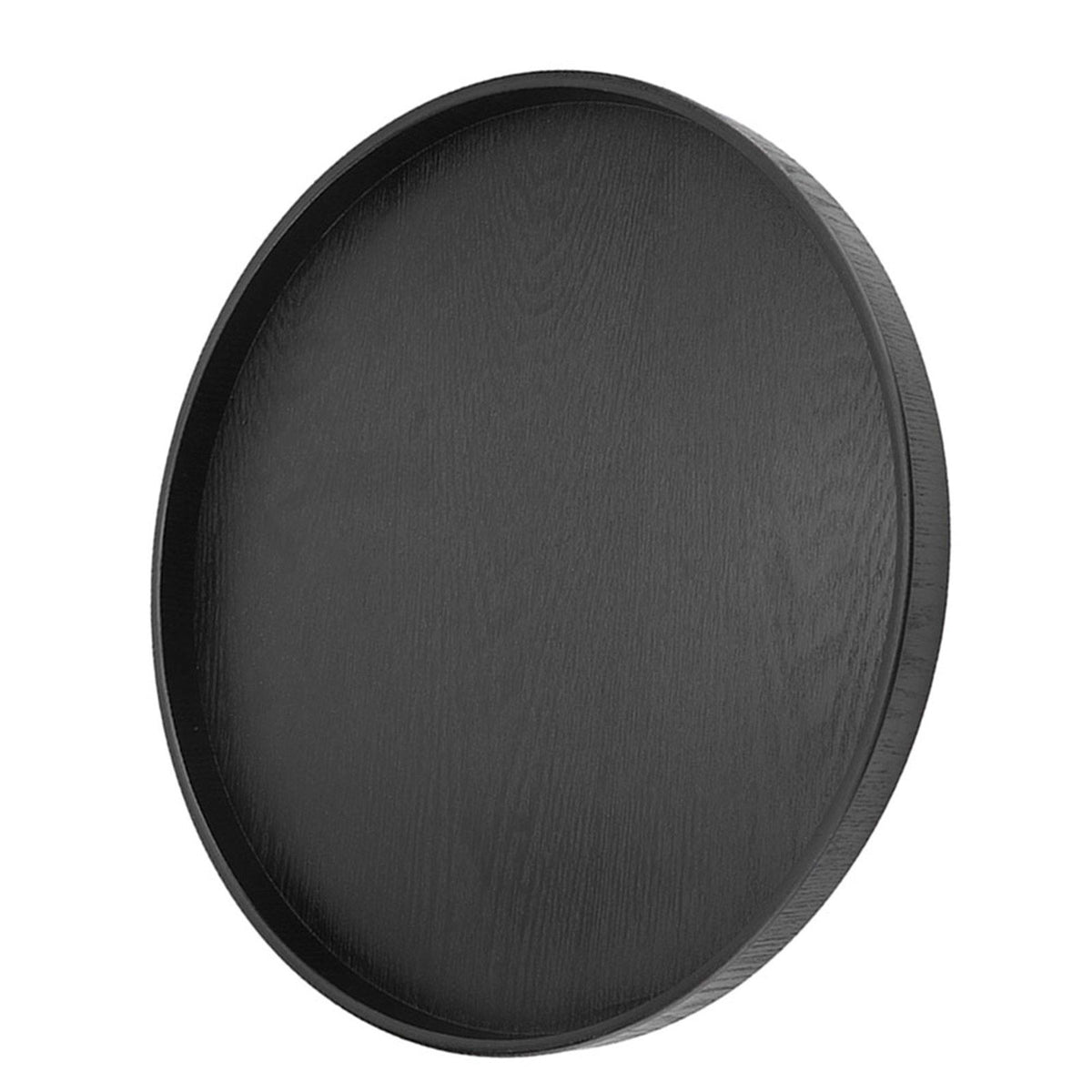 Round Shape Solid Wood Tea Coffee Snack Food Meals Serving Tray Plate Restaurant Trays Black