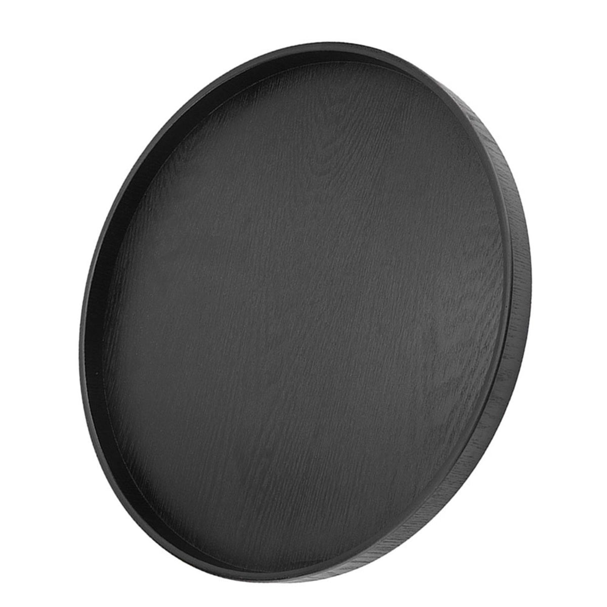 Round Shape Solid Wood Tea Coffee Snack Food Meals Serving Tray Plate Restaurant Trays Black