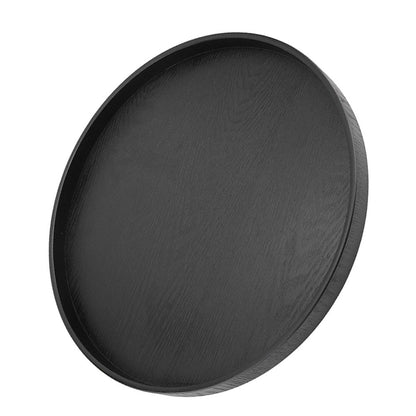 Round Shape Solid Wood Tea Coffee Snack Food Meals Serving Tray Plate Restaurant Trays Black