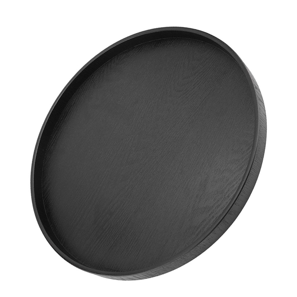 Round Shape Solid Wood Tea Coffee Snack Food Meals Serving Tray Plate Restaurant Trays Black