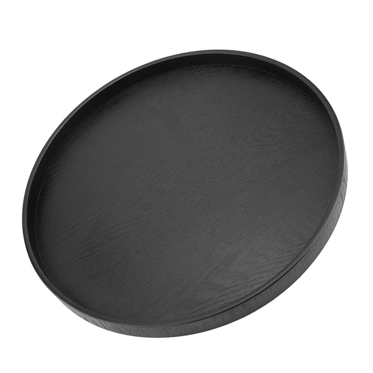 Round Shape Solid Wood Tea Coffee Snack Food Meals Serving Tray Plate Restaurant Trays Black