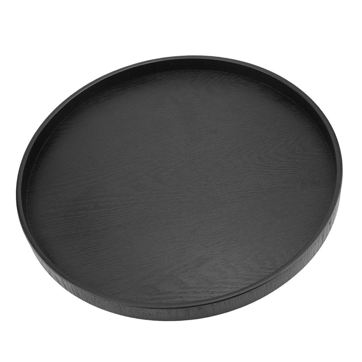 Round Shape Solid Wood Tea Coffee Snack Food Meals Serving Tray Plate Restaurant Trays Black