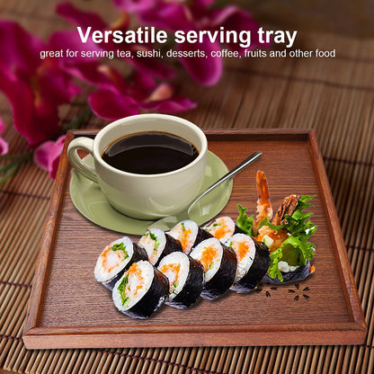 Traditional Wooden Tea Plate Coffee Fruits Snacks Serving Tray Dish for Home Restaurant 34*34cm