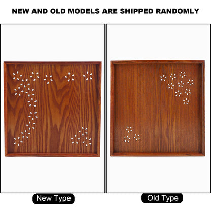 Traditional Wooden Tea Plate Coffee Fruits Snacks Serving Tray Dish for Home Restaurant 34*34cm
