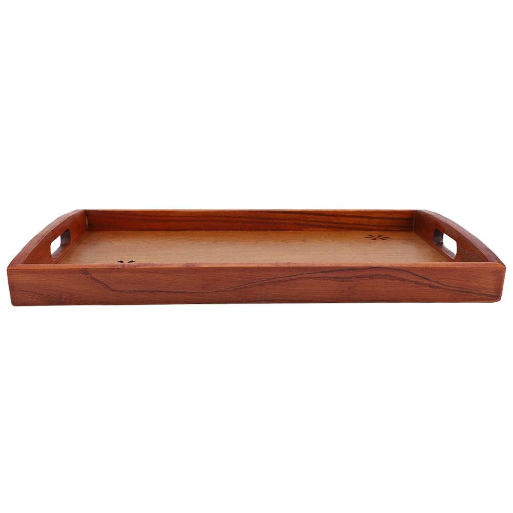 Light Rectangular Solid Wood Cherry Blossom Tea Tray Coffee Fruit Food Serving Plate Home
