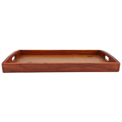 Light Rectangular Solid Wood Cherry Blossom Tea Tray Coffee Fruit Food Serving Plate Home