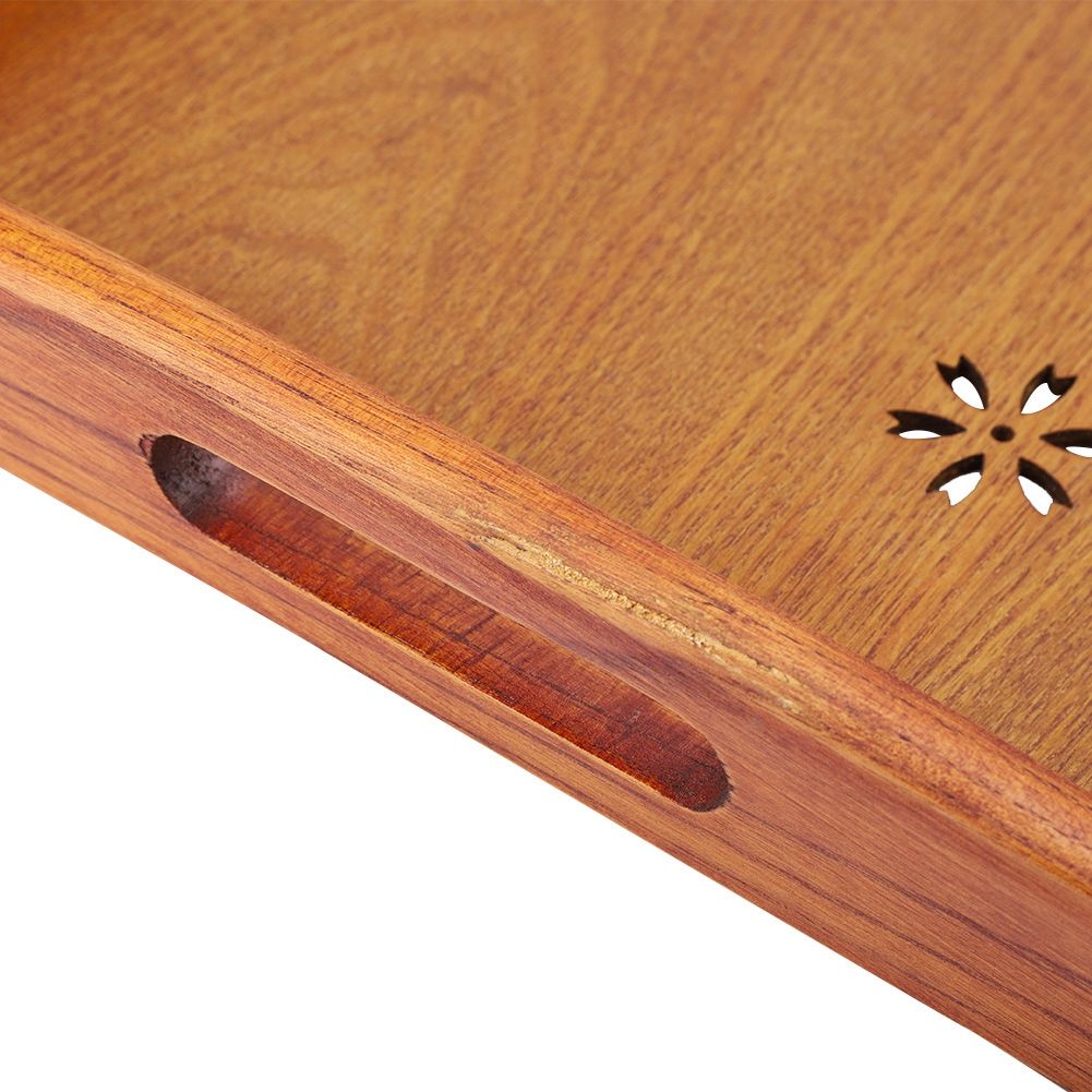 Light Rectangular Solid Wood Cherry Blossom Tea Tray Coffee Fruit Food Serving Plate Home