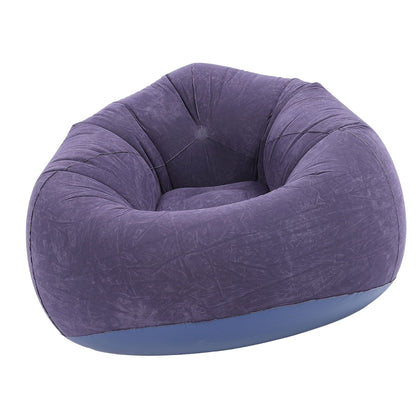 Inflatable Lounge Chair Flocking PVC Portable Folding Blow Up Sofa for Living Room Bedroom Balcony Office Travel Dark Blue