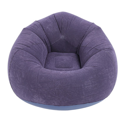Inflatable Lounge Chair Flocking PVC Portable Folding Blow Up Sofa for Living Room Bedroom Balcony Office Travel Dark Blue