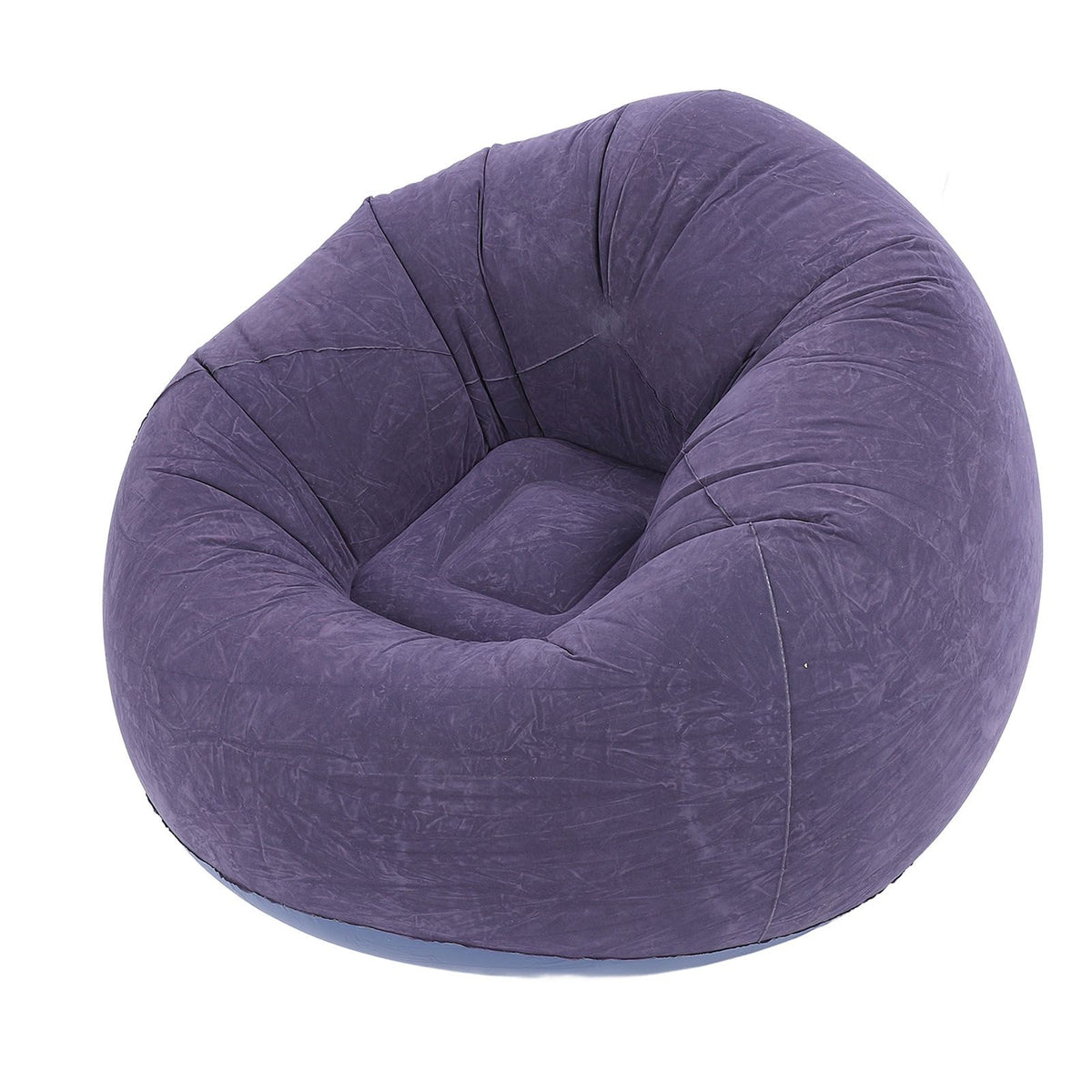 Inflatable Lounge Chair Flocking PVC Portable Folding Blow Up Sofa for Living Room Bedroom Balcony Office Travel Dark Blue
