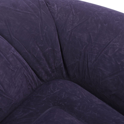 Inflatable Lounge Chair Flocking PVC Portable Folding Blow Up Sofa for Living Room Bedroom Balcony Office Travel Dark Blue