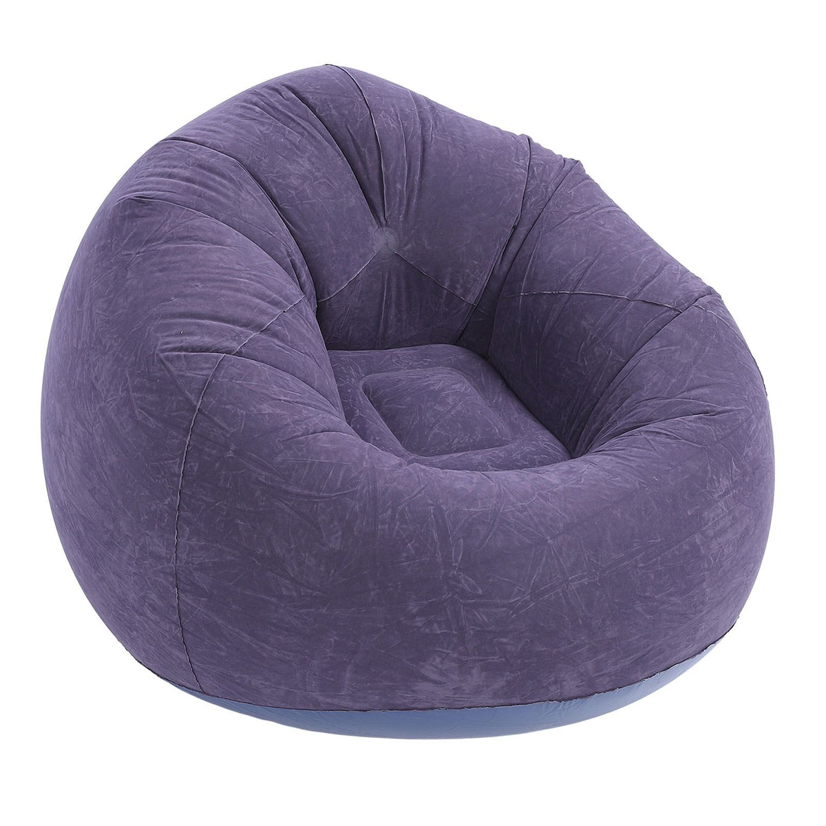 Inflatable Lounge Chair Flocking PVC Portable Folding Blow Up Sofa for Living Room Bedroom Balcony Office Travel Dark Blue