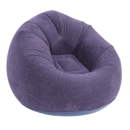 Inflatable Lounge Chair Flocking PVC Portable Folding Blow Up Sofa for Living Room Bedroom Balcony Office Travel Dark Blue