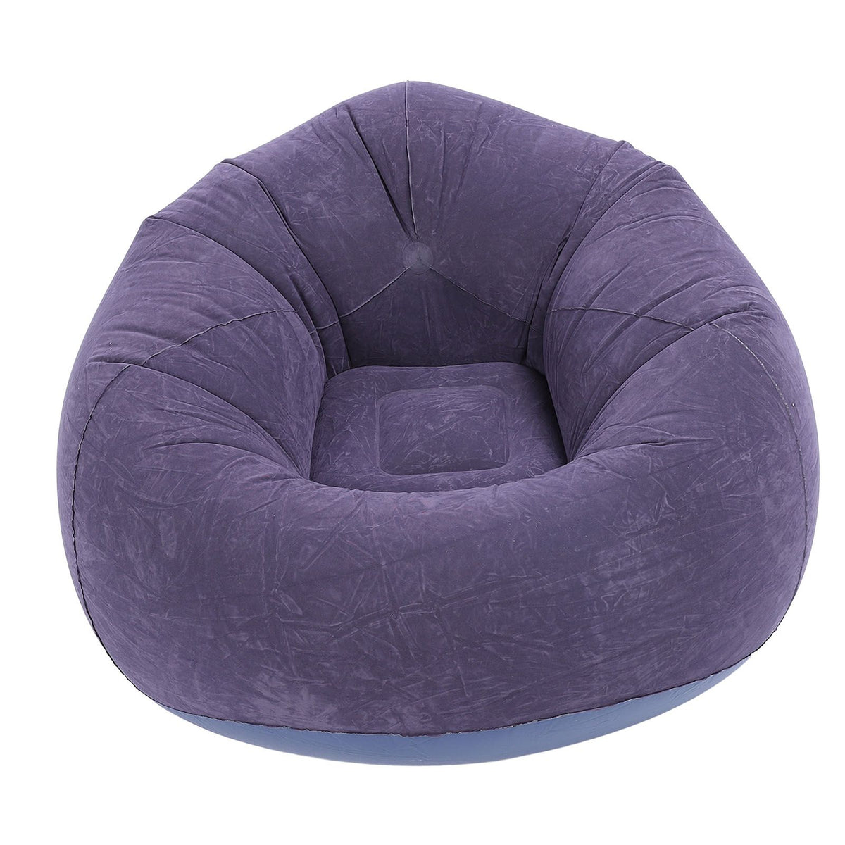 Inflatable Lounge Chair Flocking PVC Portable Folding Blow Up Sofa for Living Room Bedroom Balcony Office Travel Dark Blue
