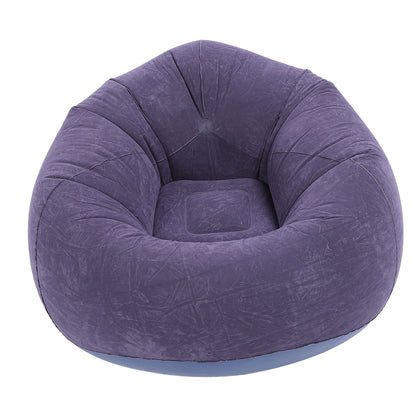 Inflatable Lounge Chair Flocking PVC Portable Folding Blow Up Sofa for Living Room Bedroom Balcony Office Travel Dark Blue