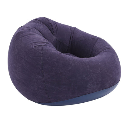 Inflatable Lounge Chair Flocking PVC Portable Folding Blow Up Sofa for Living Room Bedroom Balcony Office Travel Dark Blue