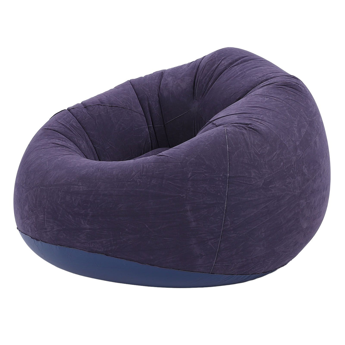 Inflatable Lounge Chair Flocking PVC Portable Folding Blow Up Sofa for Living Room Bedroom Balcony Office Travel Dark Blue