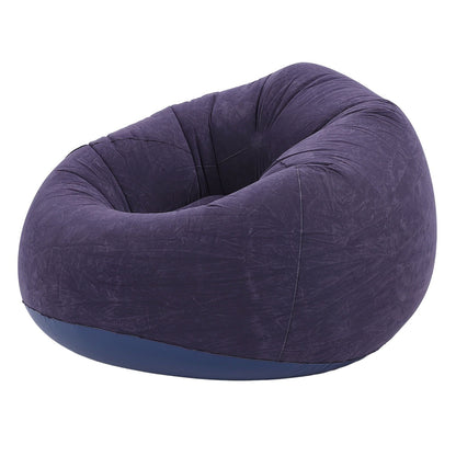 Inflatable Lounge Chair Flocking PVC Portable Folding Blow Up Sofa for Living Room Bedroom Balcony Office Travel Dark Blue