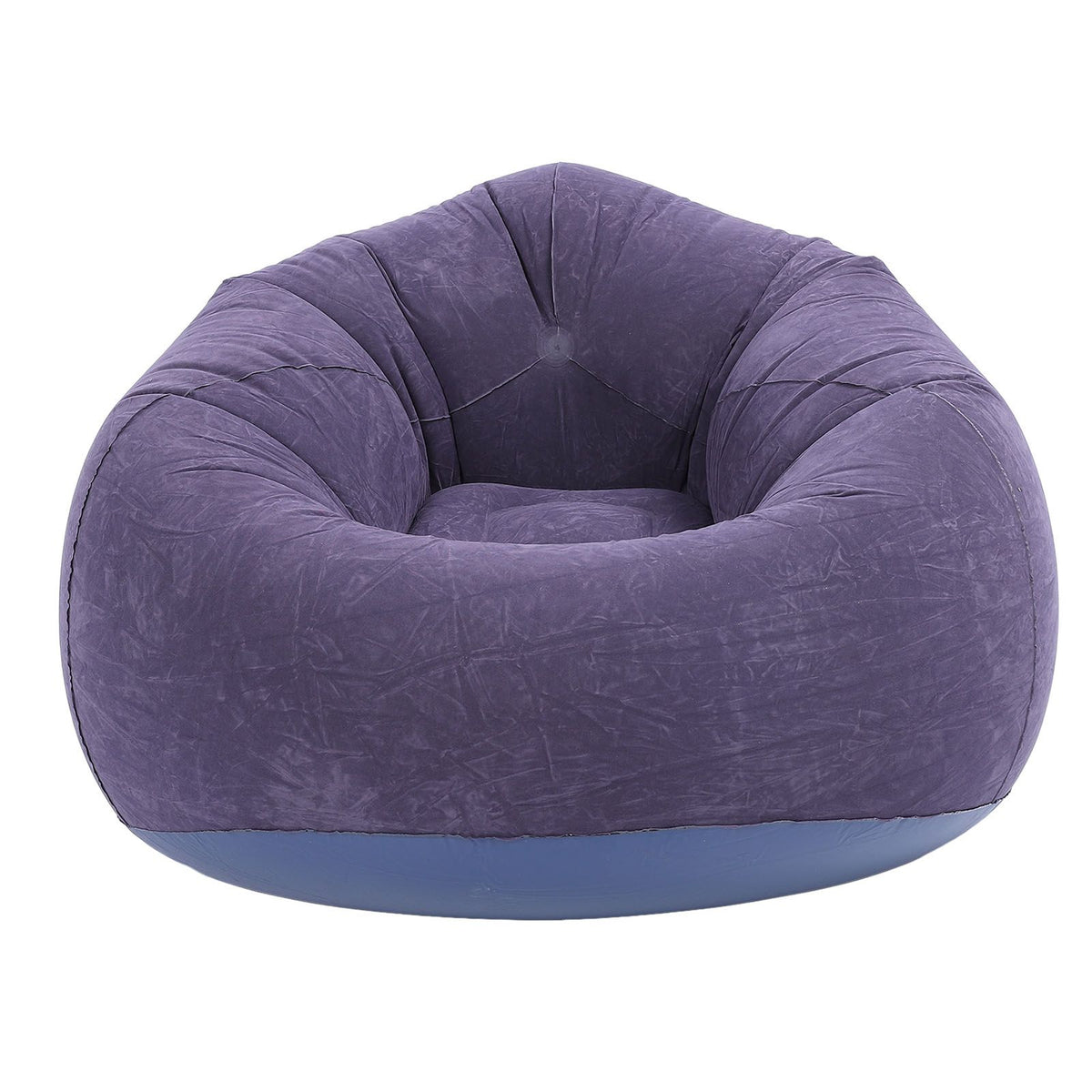 Inflatable Lounge Chair Flocking PVC Portable Folding Blow Up Sofa for Living Room Bedroom Balcony Office Travel Dark Blue