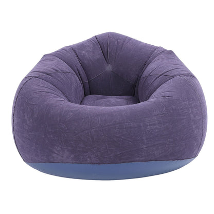 Inflatable Lounge Chair Flocking PVC Portable Folding Blow Up Sofa for Living Room Bedroom Balcony Office Travel Dark Blue
