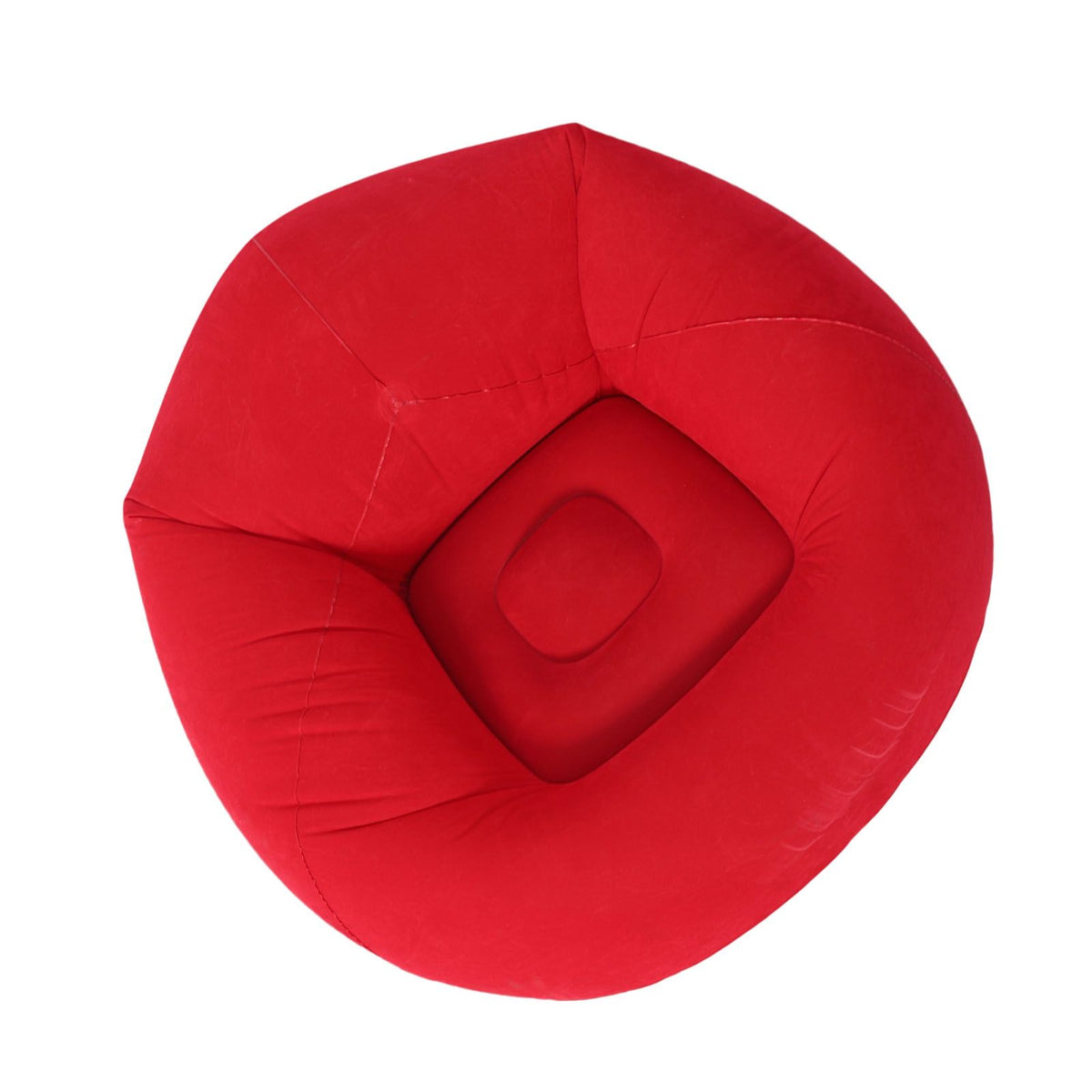 Inflatable Lounge Chair Flocking PVC Portable Folding Blow Up Sofa for Living Room Bedroom Balcony Office Travel Red