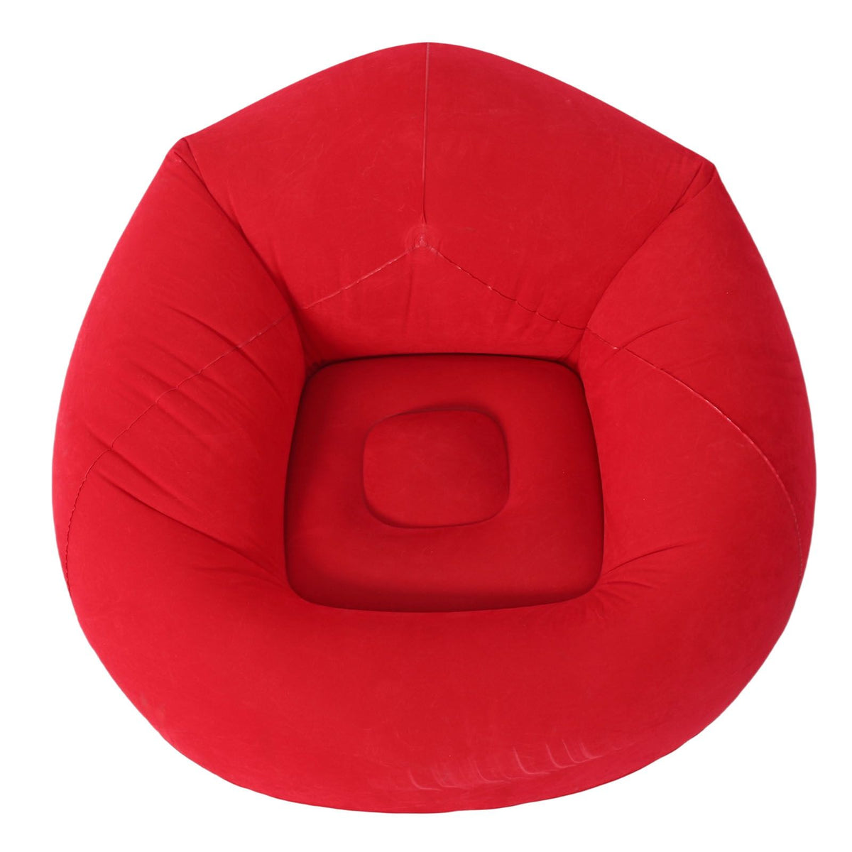 Inflatable Lounge Chair Flocking PVC Portable Folding Blow Up Sofa for Living Room Bedroom Balcony Office Travel Red