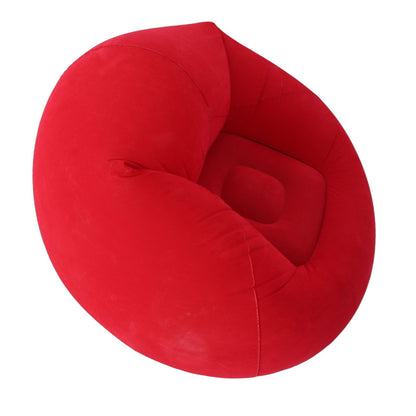 Inflatable Lounge Chair Flocking PVC Portable Folding Blow Up Sofa for Living Room Bedroom Balcony Office Travel Red