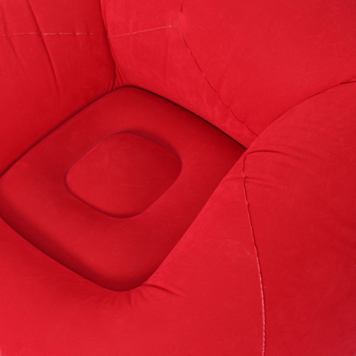 Inflatable Lounge Chair Flocking PVC Portable Folding Blow Up Sofa for Living Room Bedroom Balcony Office Travel Red