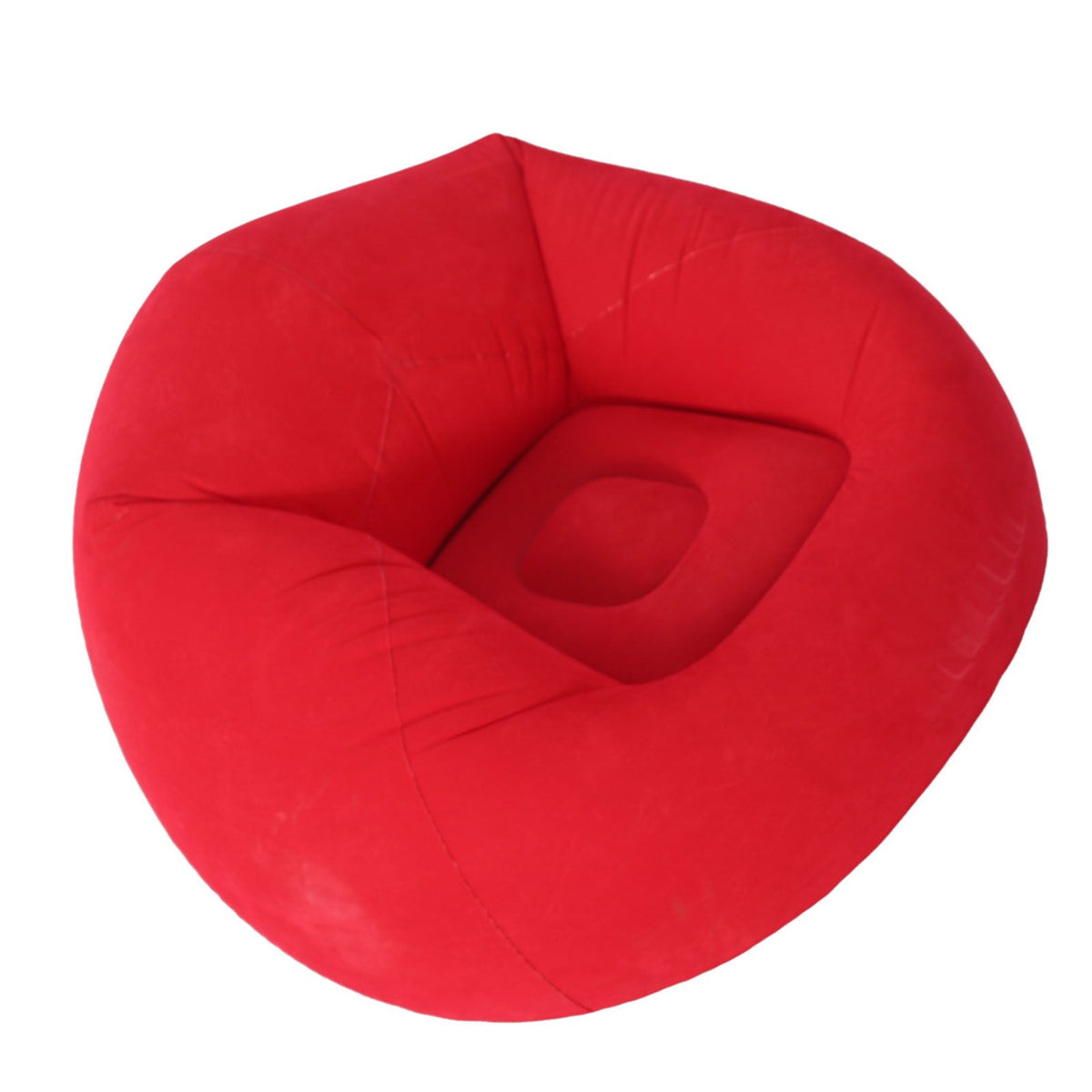 Inflatable Lounge Chair Flocking PVC Portable Folding Blow Up Sofa for Living Room Bedroom Balcony Office Travel Red