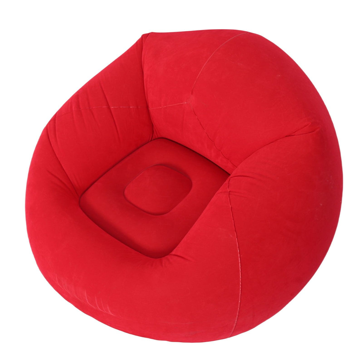 Inflatable Lounge Chair Flocking PVC Portable Folding Blow Up Sofa for Living Room Bedroom Balcony Office Travel Red