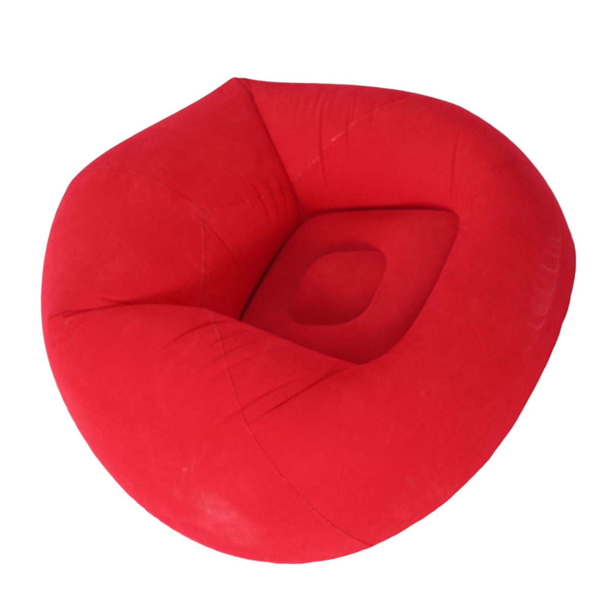 Inflatable Lounge Chair Flocking PVC Portable Folding Blow Up Sofa for Living Room Bedroom Balcony Office Travel Red