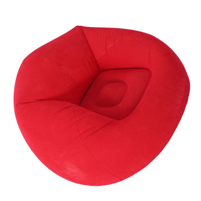 Inflatable Lounge Chair Flocking PVC Portable Folding Blow Up Sofa for Living Room Bedroom Balcony Office Travel Red