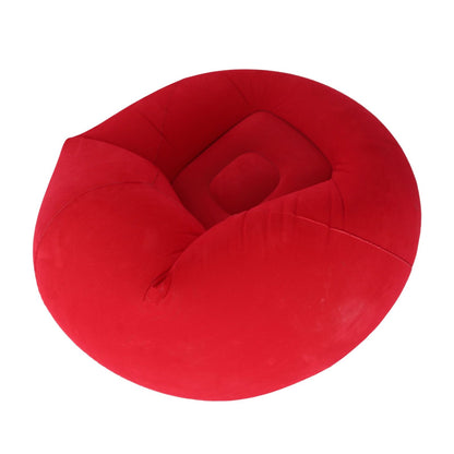 Inflatable Lounge Chair Flocking PVC Portable Folding Blow Up Sofa for Living Room Bedroom Balcony Office Travel Red