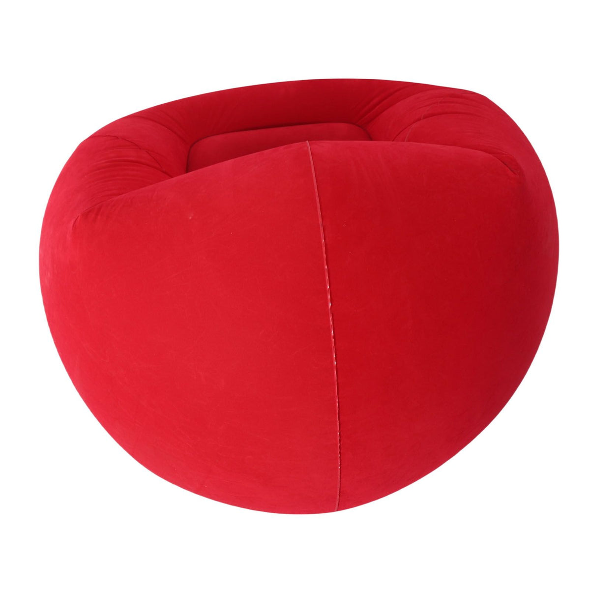 Inflatable Lounge Chair Flocking PVC Portable Folding Blow Up Sofa for Living Room Bedroom Balcony Office Travel Red