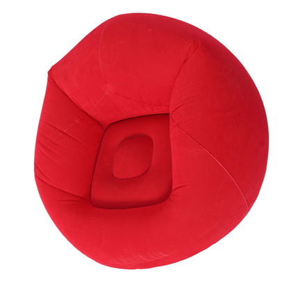 Inflatable Lounge Chair Flocking PVC Portable Folding Blow Up Sofa for Living Room Bedroom Balcony Office Travel Red