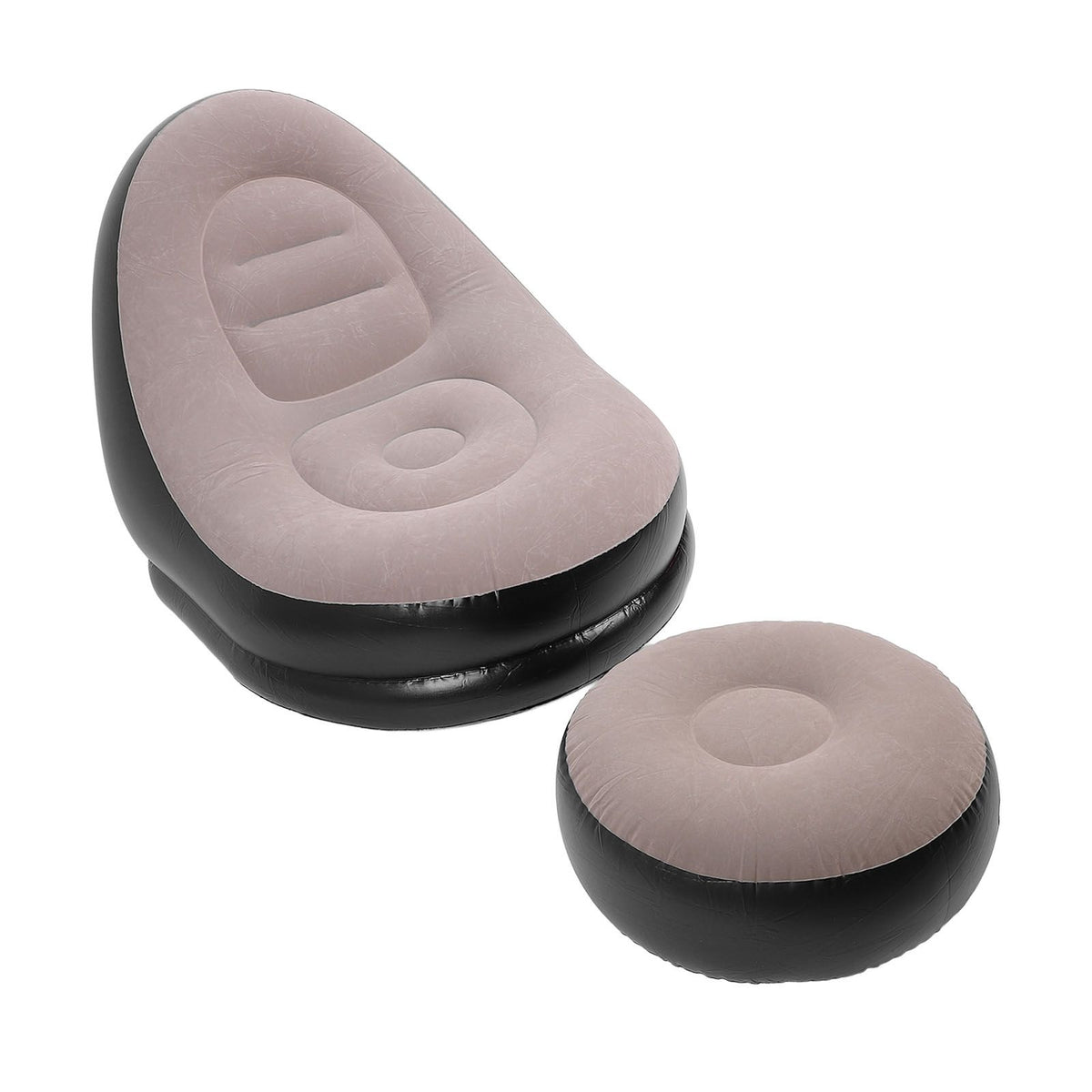 Inflatable Sofa Chair Stylish Simple Soft Flocking Blow Up Lounger Chair with Footstool for Living Room Outdoor Travel Camping Picnic Coffee