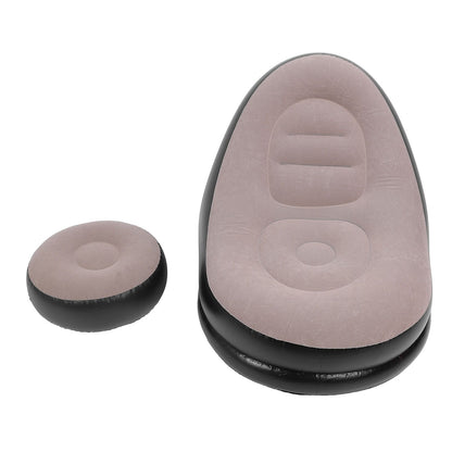 Inflatable Sofa Chair Stylish Simple Soft Flocking Blow Up Lounger Chair with Footstool for Living Room Outdoor Travel Camping Picnic Coffee